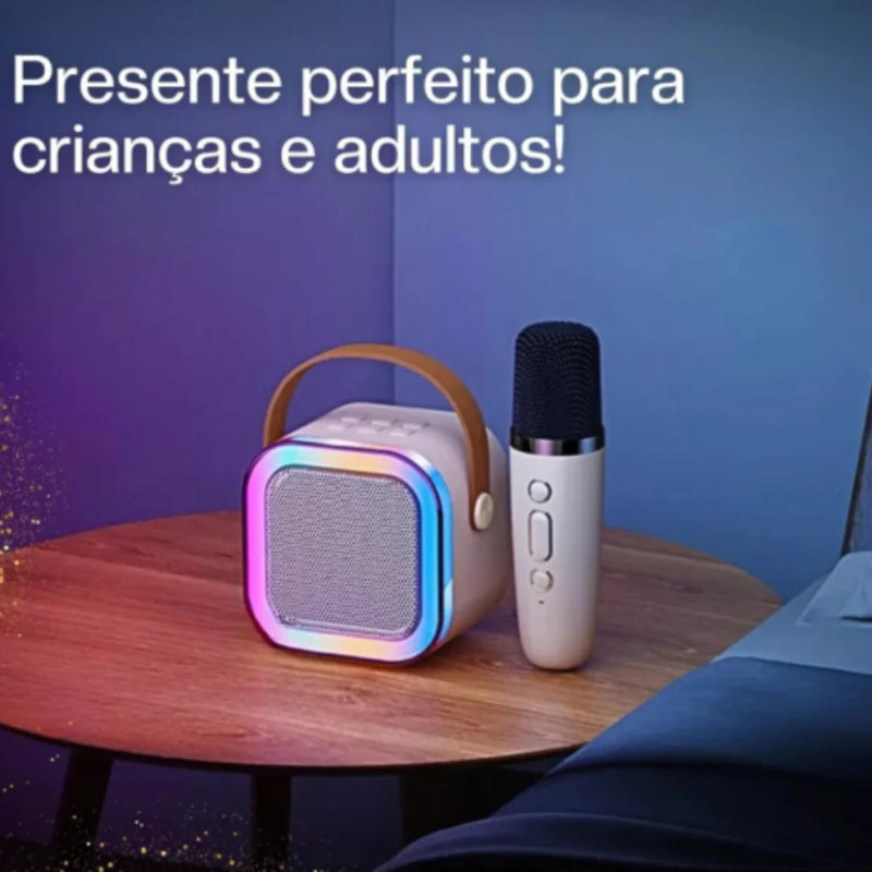 Mini caixinha de som com microfone