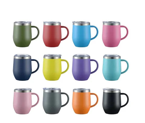 Copo Cuia Térmica com alça 350ml Em Inox Com Tampa