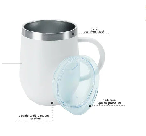 Copo Cuia Térmica com alça 350ml Em Inox Com Tampa