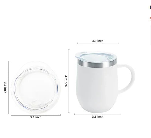 Copo Cuia Térmica com alça 350ml Em Inox Com Tampa