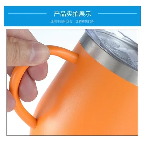 Copo Cuia Térmica com alça 350ml Em Inox Com Tampa