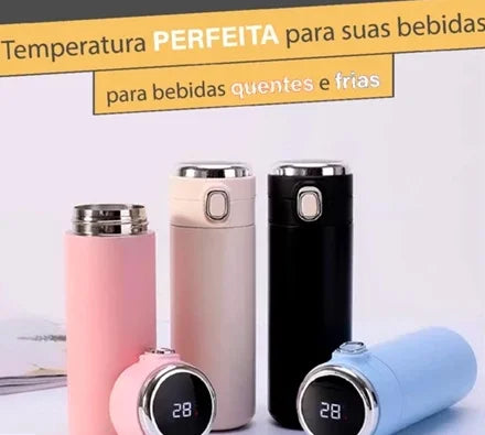 Garrafa Térmica Led Display Aço Inox Com Termômetro