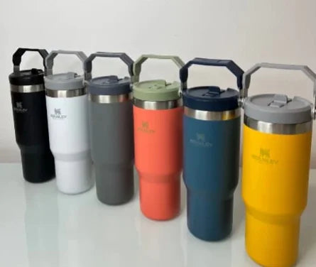 Garrafa Tumbler térmica com tampa e alça 900ml Aço inox